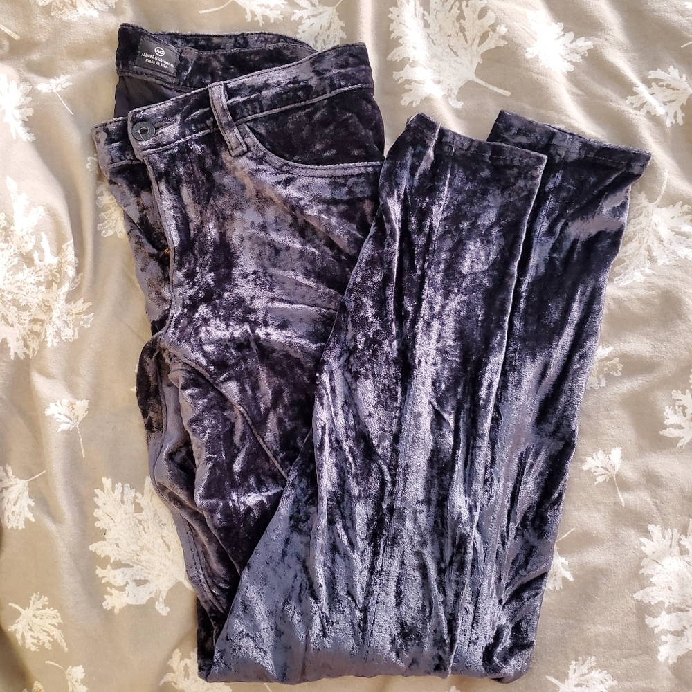 AG super skinny ankle legging in black cruch velvet 29R